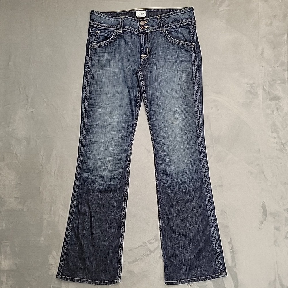 Hudson Jeans Womens Size 31 Blue Denim Boot‎ Stretch Medium Wash Made in USA